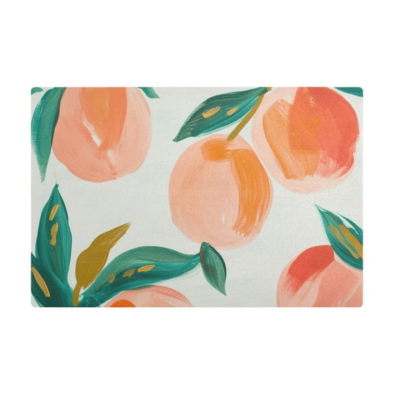 Dish Drying Mat Microfiber Kitchen Dish Pad Counter Absorbent Drainer Rack 12"x18" Peach Fruit