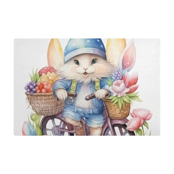 Dish Drying Mat Microfiber Kitchen Dish Pad Counter Absorbent Drainer Rack 12"x18" Rabbit Bike Fruit