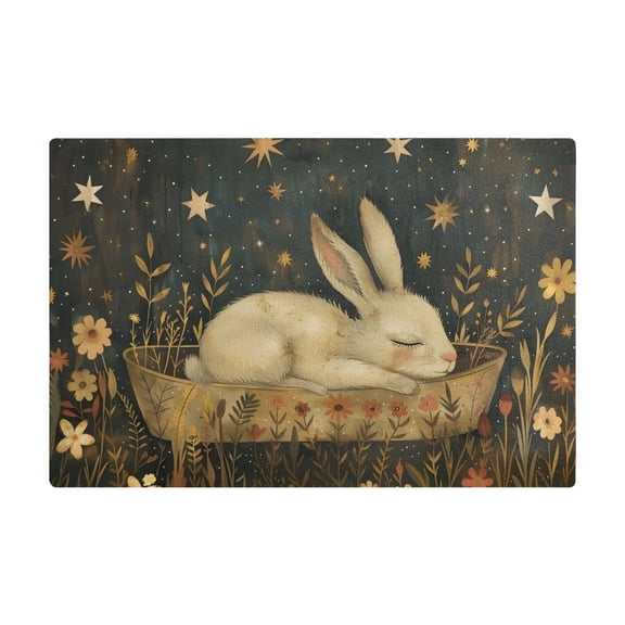 Dish Drying Mat Microfiber Kitchen Dish Pad Counter Absorbent Drainer Rack 12"x18" Rabbit Sleep in Boat