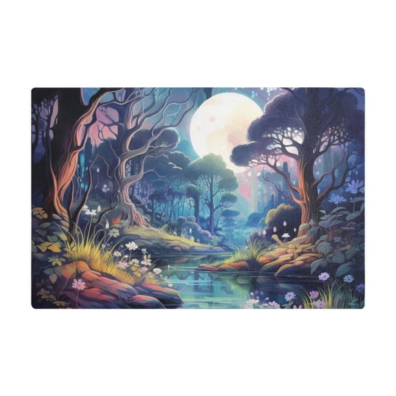 Dish Drying Mat Microfiber Kitchen Dish Pad Counter Absorbent Drainer Rack 12"x18" River Through Forest
