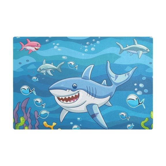 Dish Drying Mat Microfiber Kitchen Dish Pad Counter Absorbent Drainer Rack 12"x18" Shark in Ocean