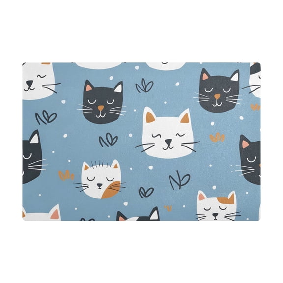 Dish Drying Mat Microfiber Kitchen Dish Pad Counter Absorbent Drainer Rack 12"x18" Sleeping Cat Faces