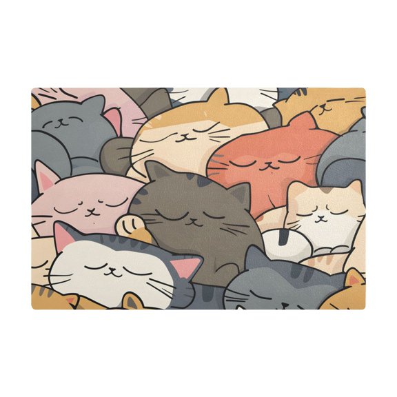 Dish Drying Mat Microfiber Kitchen Dish Pad Counter Absorbent Drainer Rack 12"x18" Sleeping Cats Face