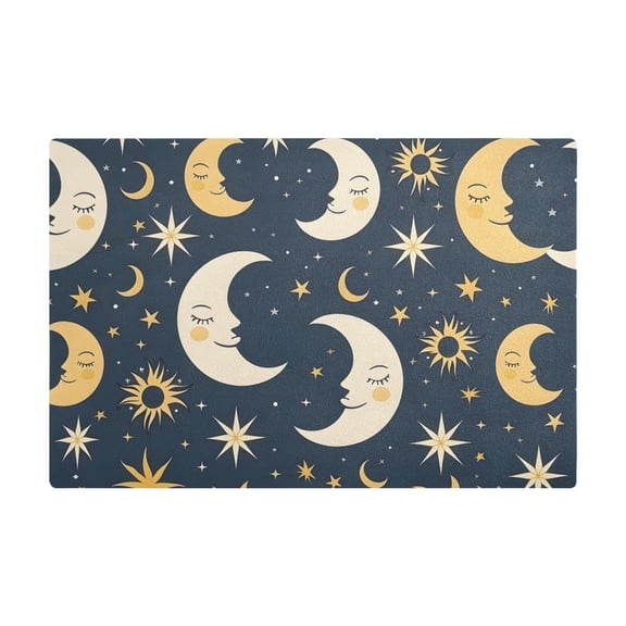 Dish Drying Mat Microfiber Kitchen Dish Pad Counter Absorbent Drainer Rack 12"x18" Sleeping Sun and Moon