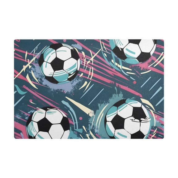 Dish Drying Mat Microfiber Kitchen Dish Pad Counter Absorbent Drainer Rack 12"x18" Soccer Balls