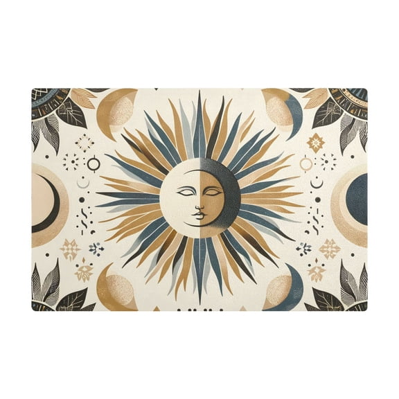 Dish Drying Mat Microfiber Kitchen Dish Pad Counter Absorbent Drainer Rack 12"x18" Stylized Sun and Moon