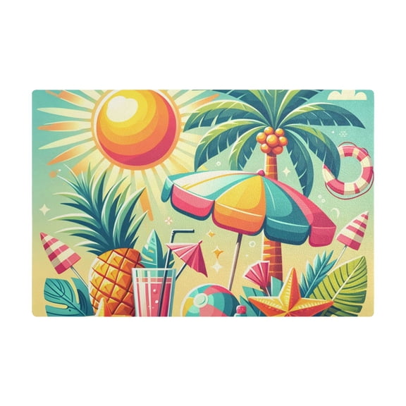 Dish Drying Mat Microfiber Kitchen Dish Pad Counter Absorbent Drainer Rack 12"x18" Summer Sun Tree Drink Pineapple