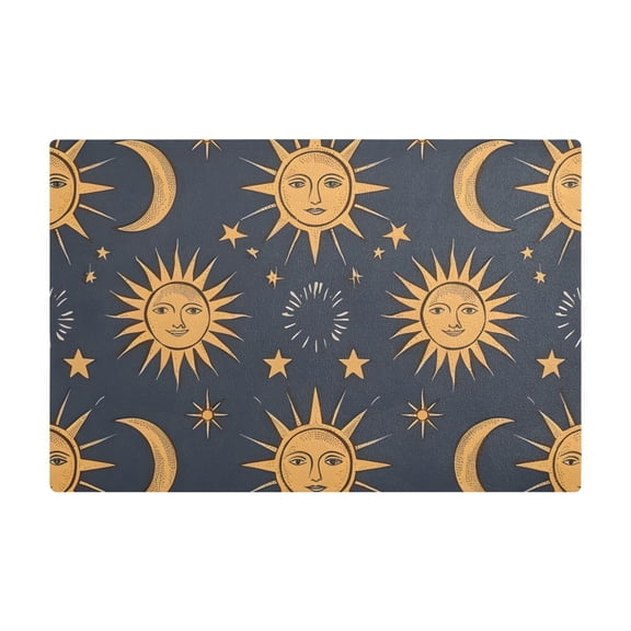 Dish Drying Mat Microfiber Kitchen Dish Pad Counter Absorbent Drainer Rack 12"x18" Sun Faces and Moon