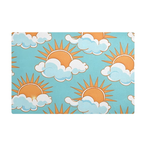 Dish Drying Mat Microfiber Kitchen Dish Pad Counter Absorbent Drainer Rack 12"x18" Sun and Cloud