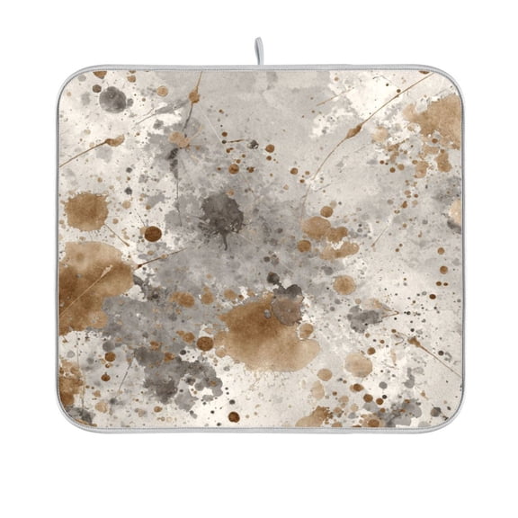 Dish Drying Mat Microfiber Kitchen Pad Large Counter Absorbent Dish Mats Drainer Rack 16"x18" Brown Paint Splatters Pattern