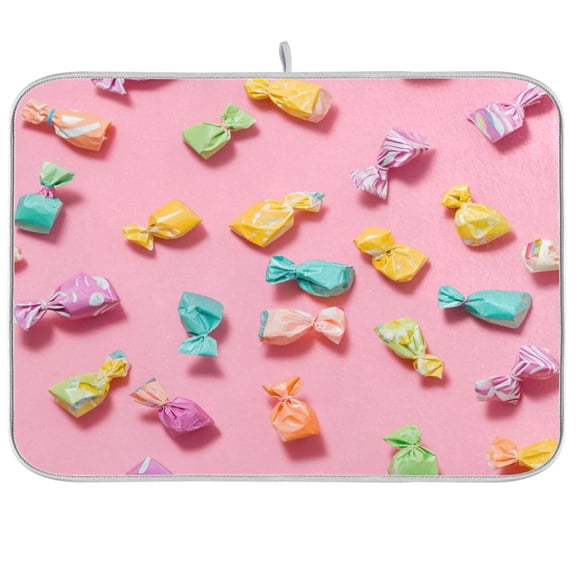Dish Drying Mat Microfiber Kitchen Pad Large Counter Absorbent Dish Mats Drainer Rack 16"x18" Candy