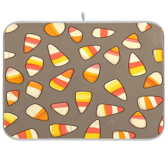 Dish Drying Mat Microfiber Kitchen Pad Large Counter Absorbent Dish Mats Drainer Rack 16"x18" Cartoon Candy Corn