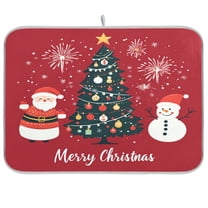 Dish Drying Mat Microfiber Kitchen Pad Large Counter Absorbent Dish Mats Drainer Rack 16"x18" Christmas Tree with Icons