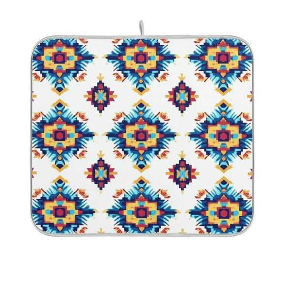 Dish Drying Mat Microfiber Kitchen Pad Large Counter Absorbent Dish Mats Drainer Rack 16"x18" Elegant Colors and Shapes