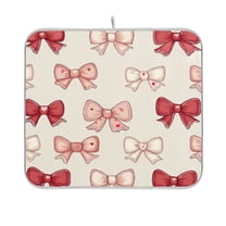 Dish Drying Mat Microfiber Kitchen Pad Large Counter Absorbent Dish Mats Drainer Rack 16"x18" Pink and Red Bows