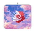 thumbnail image 1 of Dish Drying Mat Microfiber Kitchen Pad Large Counter Absorbent Dish Mats Drainer Rack 16"x18" Rose with Flag Pattern, 1 of 7