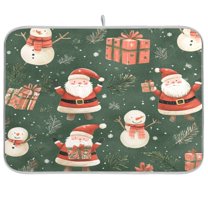 Dish Drying Mat Microfiber Kitchen Pad Large Counter Absorbent Dish Mats Drainer Rack 16"x18" Santa Claus Holding Presents