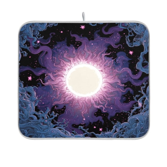 Dish Drying Mat Microfiber Kitchen Pad Large Counter Absorbent Dish Mats Drainer Rack 16"x18" Solar Vortex
