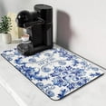 thumbnail image 1 of Dish Drying Mat, Multiple Usage Coffee Bar Mat, Kitchen Counter Mats, Absorbent Hide Stain Rubber Backed Dish Drying Pad(16.1"x24.1", Ink Cyan Flower), 1 of 6