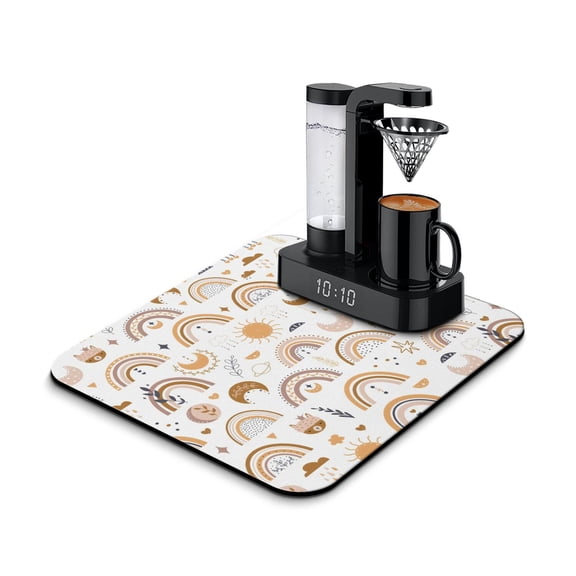 Dish Drying Mat with Nordic Style Design - Artistic Diatom Coffee Pad, Reusable & Stain-Hiding Kitchen Mat, Ideal for Sink Area, Coffee Pot or Dining Decor