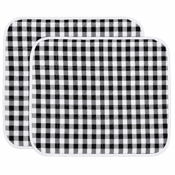 Dish Drying Mat Set of 2 Black - 18x24 Inches, Cotton Top Cover Absorbent Dish-Drying Mats For Sink, Dishwasher | Extra Large Kitchen Countertop Protector Dishes Pad