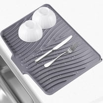 Dish Drying Mat Silicone Dish Drying Mat with Built-In Drainage Spout, Non-Slip Drainage Mat, Easy to Clean, Eco-Friendly, Heat Resistant Silicone Mat for Kitchen Countertop or Sink