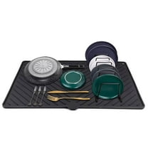 Dish Drying Mat, Silicone Drying Mat for Kitchen Counter, 24"x15" Dish Mat, Heatproof Drainer Mat