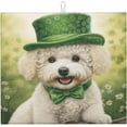 thumbnail image 1 of Dish Drying Mat St.Patricks Day Dog Green for Kitchen Counter Absorbent 16x18 Inch Microfiber Dishes Plate Glass Dry Draining Pad Reversible Washable Home Decor, 1 of 7