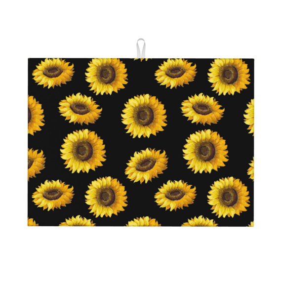 Dish Drying Mat, Sunflower (2) Highly Absorbent Microfiber Drying Mat Kitchen Counter or Sink Drawer Liner, 18x24 Kitchen Drying Mat Coffee Mat Kitchen Essentials