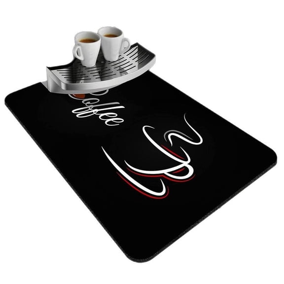 Dish Drying Mat, Super Absorbent & Cuttable Coffee Mat, Hide Stain Bar Mat for Kitchen Counter, Coffee Bar Accessories, Black