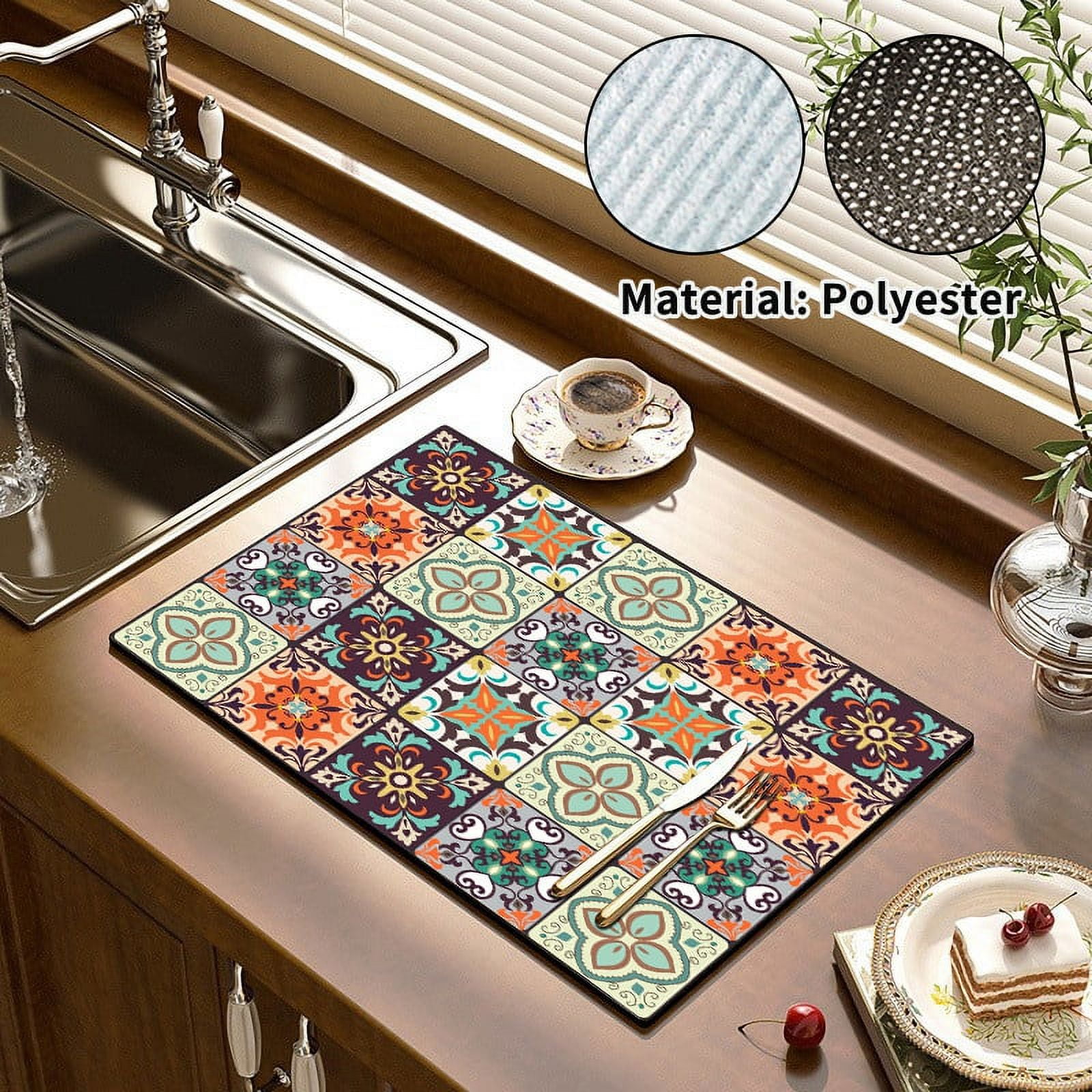 Dish Drying Mat Super Absorbent Draining Mat Large Coffee Draining Placemat for Kitchen Counter Easy Clean Dish Drying Mats - Walmart.com