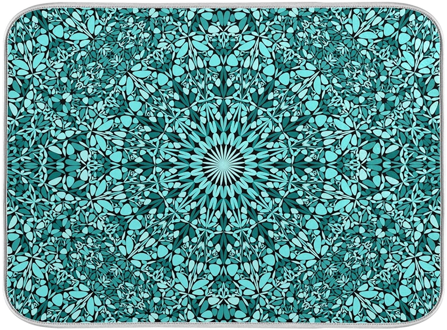 Dish Drying Mat Teal Bohemian Kaleidoscope Mandala Kitchen Dish Pads ...