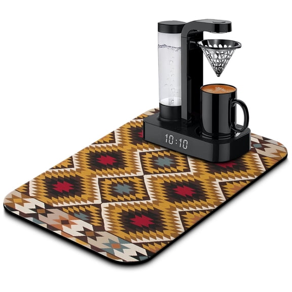 Dish Drying Mat with Wood Grain Design - Super Absorbent Diatomite Coffee Mat, Reusable and Durable Under Appliance Pad, Heat-Resistant Rustic Kitchen Mat with Artistic Appeal