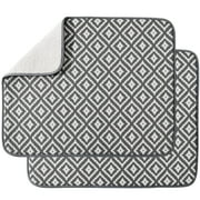 Dish Drying Mat for Kitchen 2 Pack, Ultra Absorbent Microfiber Dishes Drainer Mats by Subekyu,19.2 by 15.8 InchRhombus