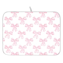 Dish Drying Mat for Kitchen Counter 16x18/18x24 Bows Checkered Absorbent Coffee Bar Mat Dish Drainer Rack Mat for Kitchen Counter