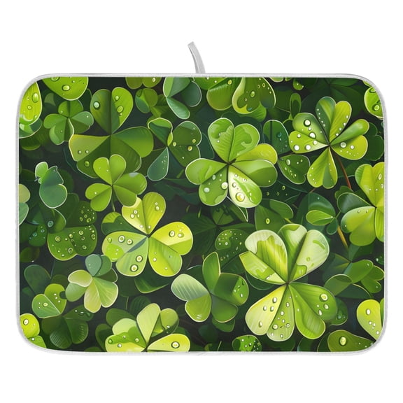 Dish Drying Mat for Kitchen Counter 16x18/18x24 Clover Absorbent Coffee Bar Mat Dish Drainer Rack Mat for Kitchen Counter