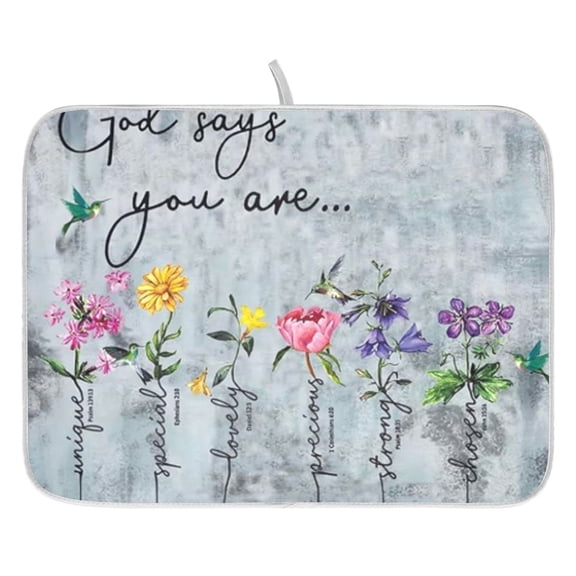 Dish Drying Mat for Kitchen Counter 16x18/18x24 God Says You Are Positive Quote Absorbent Coffee Bar Mat Dish Drainer Rack Mat for Kitchen Counter