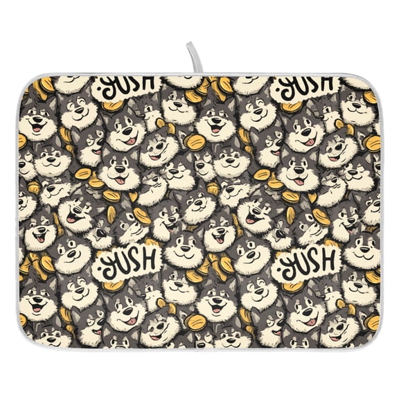 Dish Drying Mat for Kitchen Counter 16x18/18x24 Husky Coin Absorbent Coffee Bar Mat Dish Drainer Rack Mat for Kitchen Counter