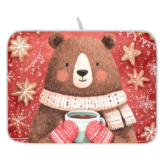 Dish Drying Mat for Kitchen Counter 16x18/18x24 Little Bear Absorbent Coffee Bar Mat Dish Drainer Rack Mat for Kitchen Counter