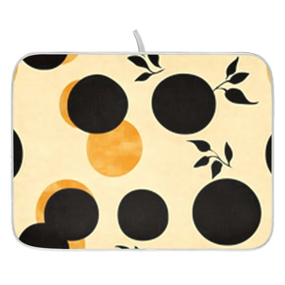 Dish Drying Mat for Kitchen Counter 16x18/18x24 Round Black and Yellow ...