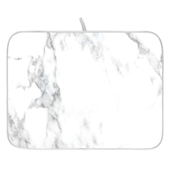 Dish Drying Mat for Kitchen Counter 16x18/18x24 White Marble Texture Absorbent Coffee Bar Mat Dish Drainer Rack Mat for Kitchen Counter