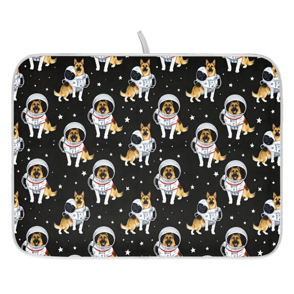 Dish Drying Mat for Kitchen Counter 16x18 Aerospace German Shepherd Absorbent Coffee Bar Mat Dish Drainer Rack Mat for Kitchen Counter
