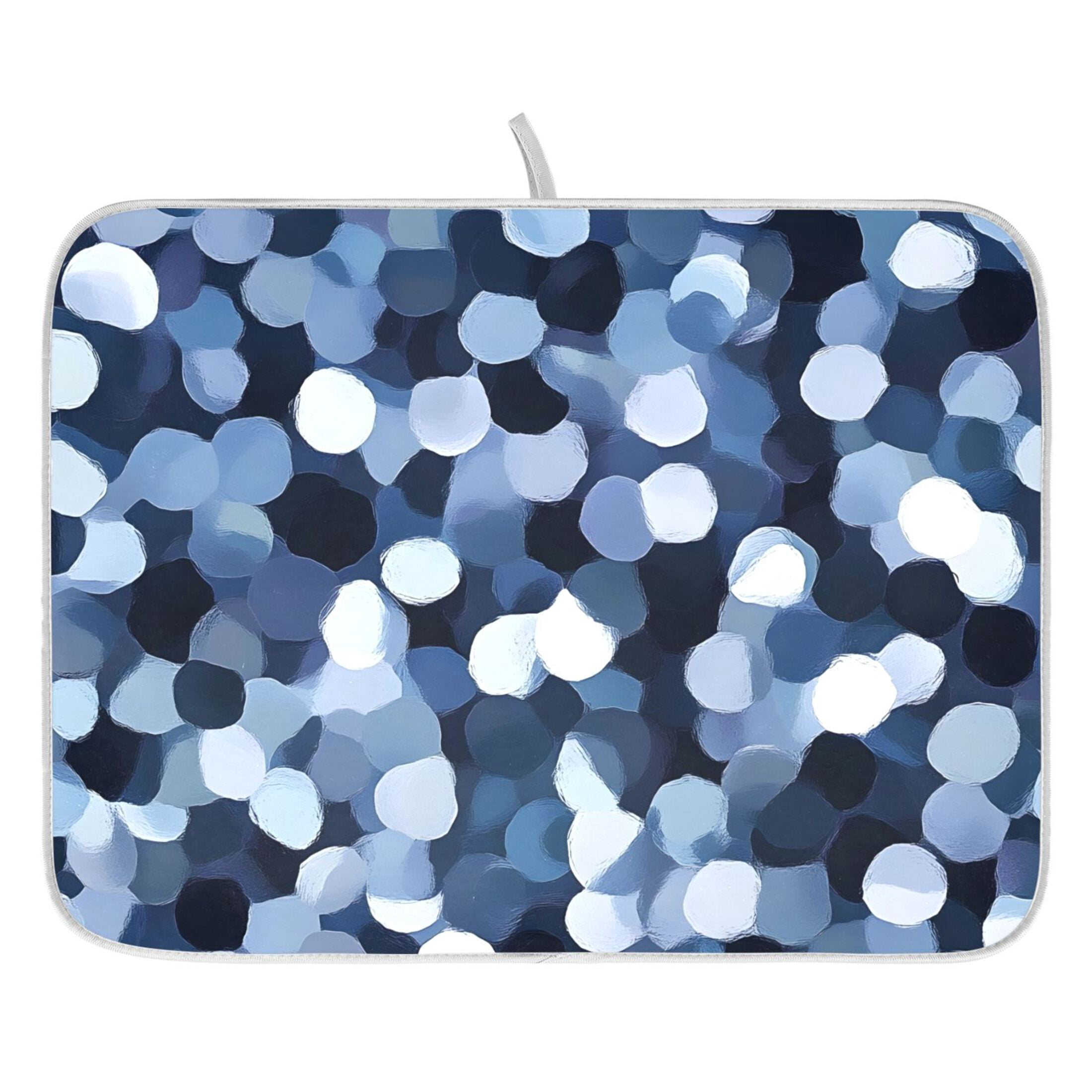 Dish Drying Mat for Kitchen Counter 16x18 Blue Gray Dots Absorbent ...