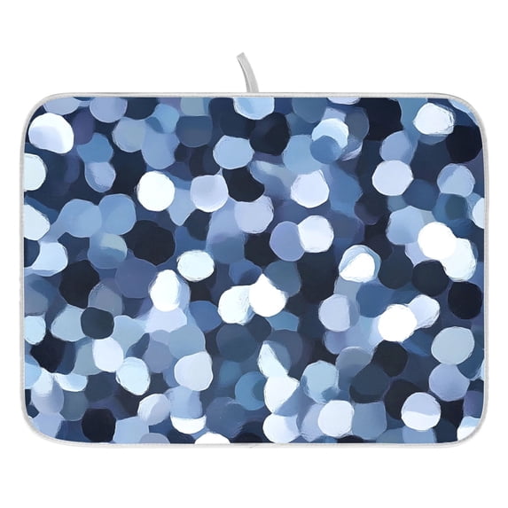 Dish Drying Mat for Kitchen Counter 16x18 Blue Gray Dots Absorbent ...