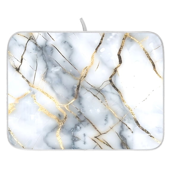 Dish Drying Mat for Kitchen Counter 16x18 Marble Gold Absorbent Coffee Bar Mat Dish Drainer Rack Mat for Kitchen Counter