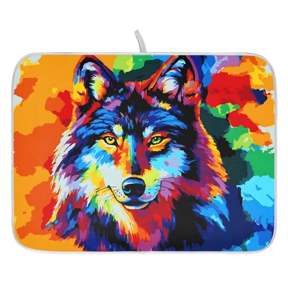 Dish Drying Mat for Kitchen Counter 18x24 Color Wolf Absorbent Coffee Bar Mat Dish Drainer Rack Mat for Kitchen Counter