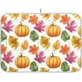 thumbnail image 1 of Dish Drying Mat for Kitchen Counter Dish Drying Pad Dish Mat, Bright Autumn Leaves and Pumpkins Drying Mat for Coffee Machine Dish Rack 16x18 inch, 1 of 8