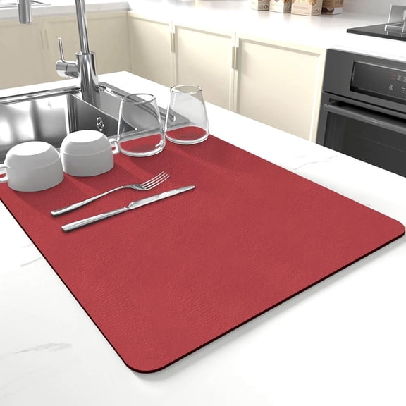 Dish Drying Mat for Kitchen Counter,Drying Mat for Dish Rack,Absorbent Hide Stain Rubber Mat,Coffee Mat, Kitchen Counter Mat