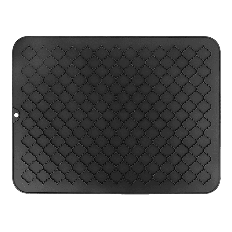 Gear Go Dish Drying Mat for Kitchen Counter Easy Clean Silicone Drying Mat Heat Resistant Dish Mat-L(16Inch x 12inch , Black), Men's, Size: One Size