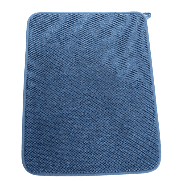 LICILICI Dish Drying Mat for Kitchen Counter, Microfiber Dish Drying Pad,Large Size Absorbent Dishes Drainer Mats, Size: 20 x 18, Blue